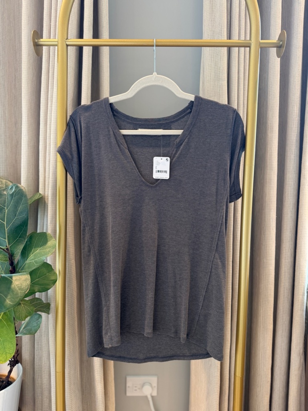 NWT We The Free Charcoal V-Neck Short Sleeve Tee Top